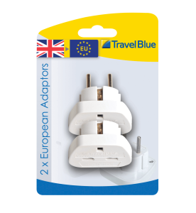 Travel Blue Tech 2 x European Travel Plug (Non Earthed Adaptor)