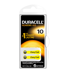 Duracell EasyTab 10 (230) Hearing Aid Batteries (Card of 6)