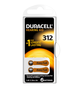 Duracell EasyTab 312 Hearing Aid Batteries (Card of 6)