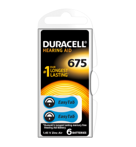 Duracell EasyTab 675 Hearing Aid Batteries (Card of 6)